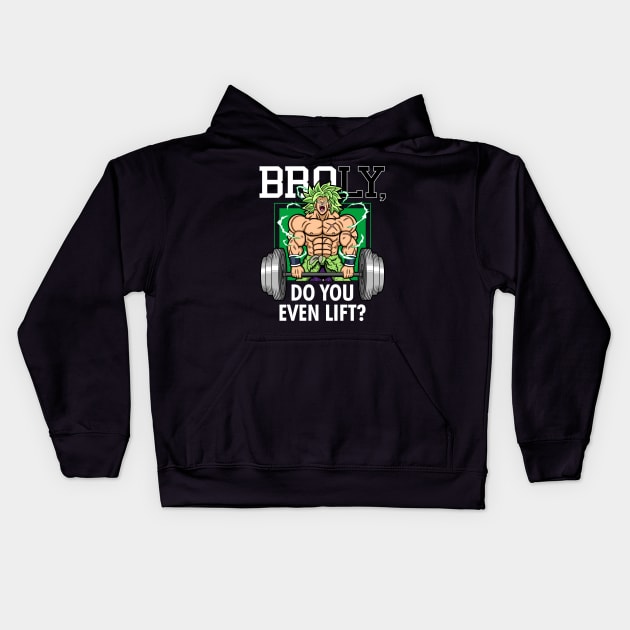 Brolifting Bro Do You Even Lift? Japanese Anime Manga Gym Workout Parody Meme Kids Hoodie by BoggsNicolas